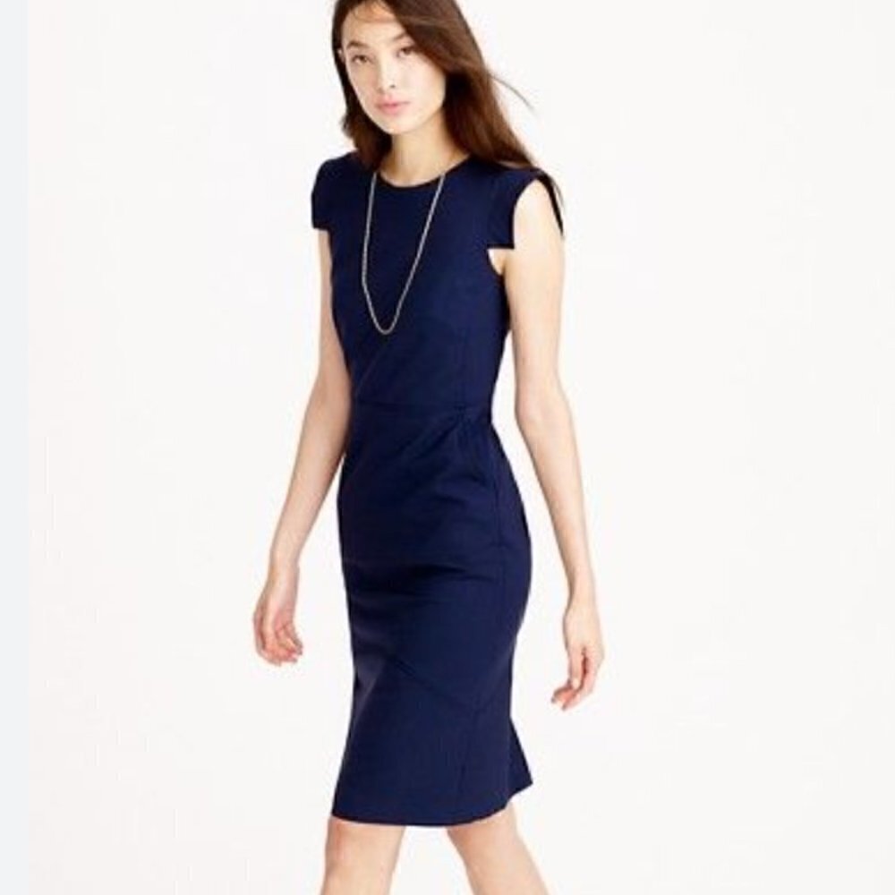 New J Crew Size T18 Tall resume dress Blue MSRP $228 **Defective Zipper**
